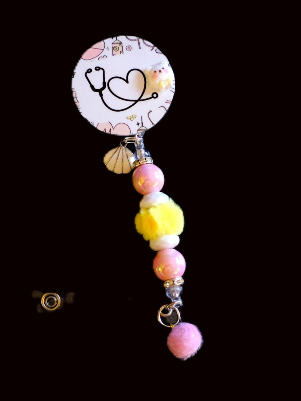 Fun Beaded Badge Reels, Handmade, retractable, clip, nurse, teacher, gift, ID